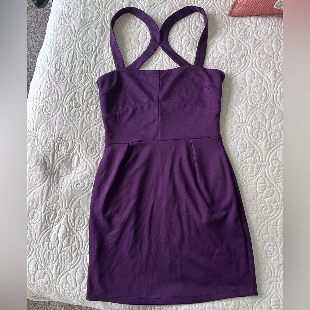 Purple mini dress with open back